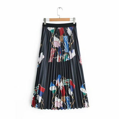 Fusta pliată elegantă de damă, cu aplicație colorată