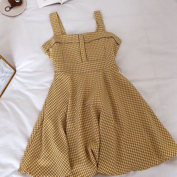 Kockás női ruha széles pántokkal, többféle színben