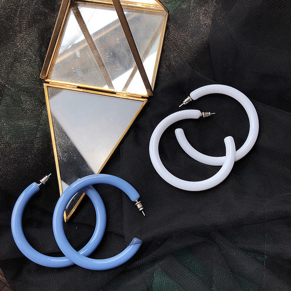 Női alkalmi fülbevaló kék és fehér színben