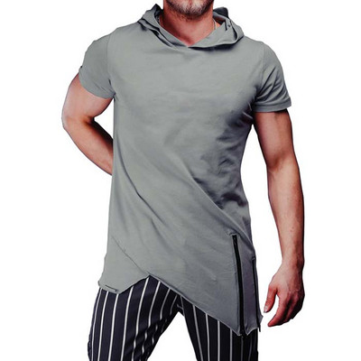 Bluza bărbătească modernă model asimetric și fermoar este în două culori