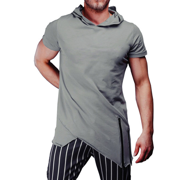 Bluza bărbătească modernă model asimetric și fermoar este în două culori