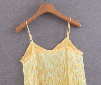 Stílusos női ruha sárga pántokkal