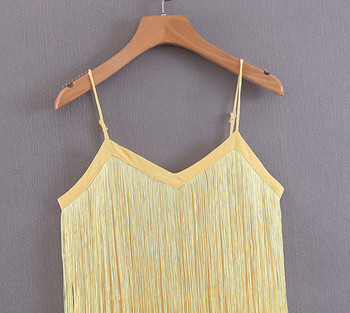 Stílusos női ruha sárga pántokkal