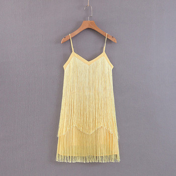 Stílusos női ruha sárga pántokkal