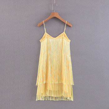 Stílusos női ruha sárga pántokkal