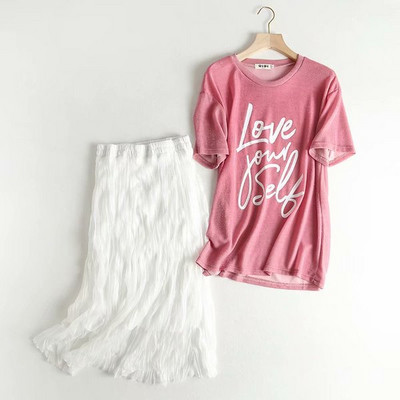 Γυναικείο σετ- μακρύ φούστα και μπλούζα με λαμπερό αποτέλεσμα