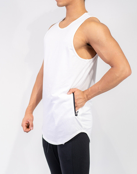 Top bărbați model simplu cu buzunar alb-negru