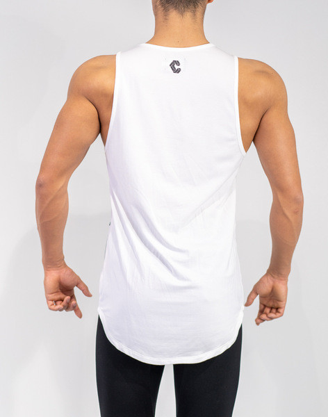 Top bărbați model simplu cu buzunar alb-negru