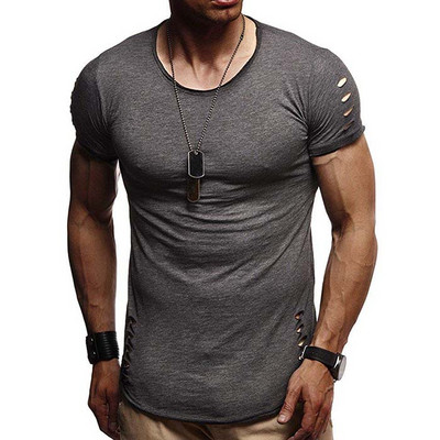 Bluză bluză bărbătească modernă cu mâneci scurte și motive rupte