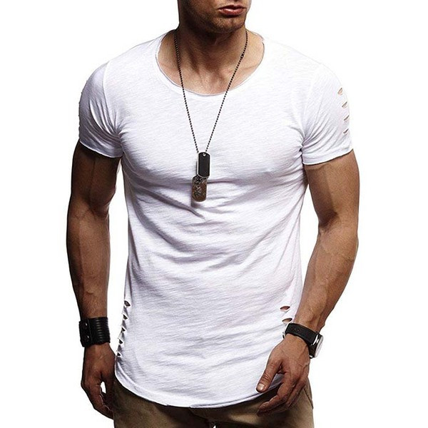 Bluză bluză bărbătească modernă cu mâneci scurte și motive rupte