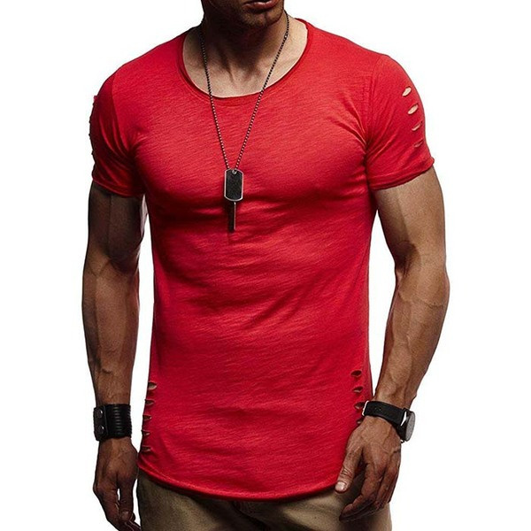 Bluză bluză bărbătească modernă cu mâneci scurte și motive rupte