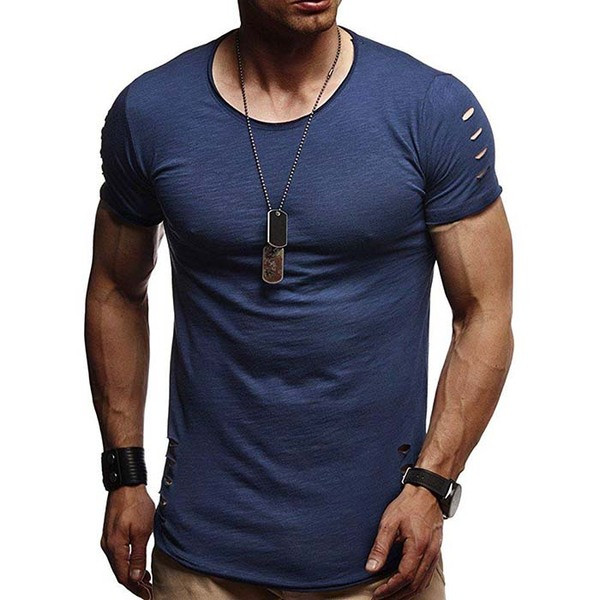 Bluză bluză bărbătească modernă cu mâneci scurte și motive rupte