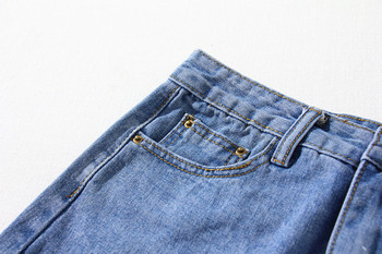 Fusta de dama din denim cu talie inalta in albastru