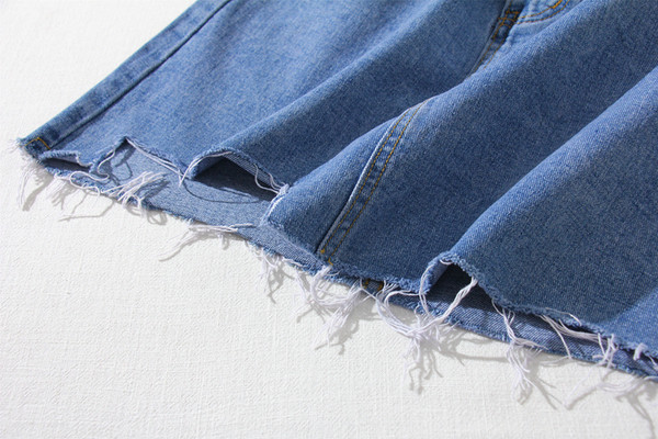 Fusta de dama din denim cu talie inalta in albastru