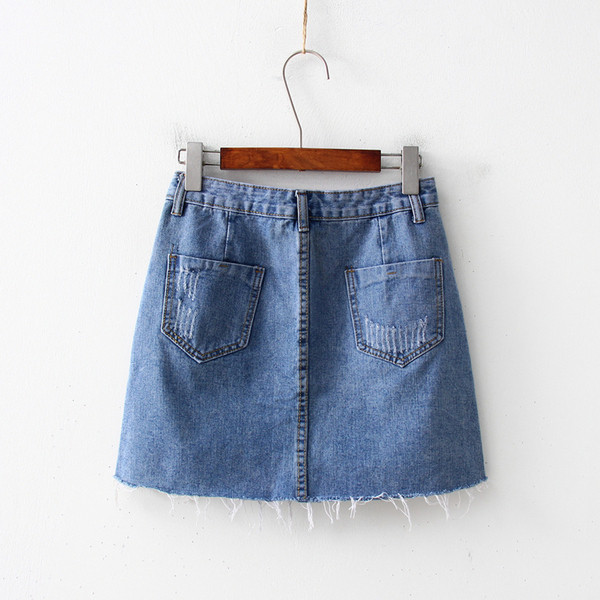 Fusta de dama din denim cu talie inalta in albastru