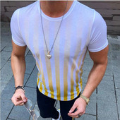 Tricou barbatesc modern cu decolteu O in mai multe culori si imprimeu color