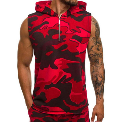 Maieu modern pentru bărbați cu glugă și efect de camuflaj în trei culori