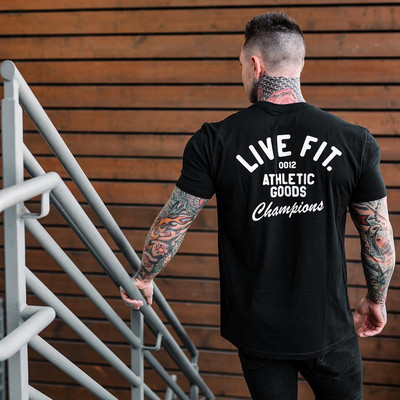 Tricou casual pentru bărbați cu inscripții în negru, alb și gri