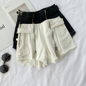 Blugi de dama cu fermoar in alb si negru