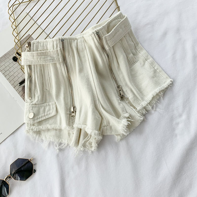 Blugi de dama cu fermoar in alb si negru