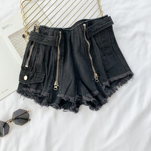 Blugi de dama cu fermoar in alb si negru