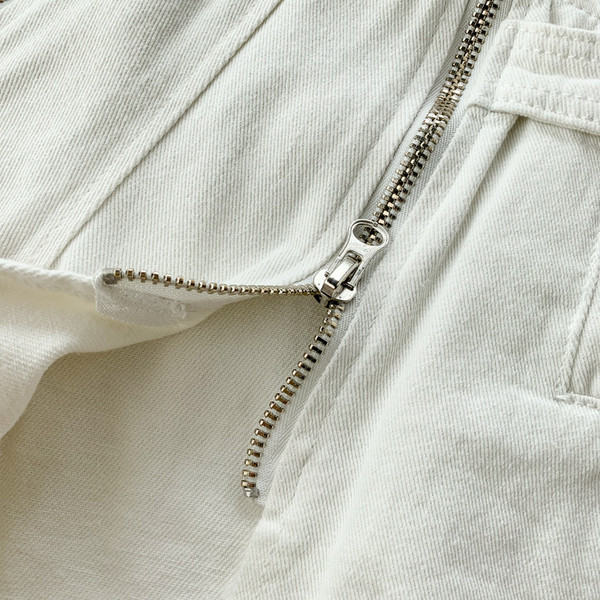 Blugi de dama cu fermoar in alb si negru