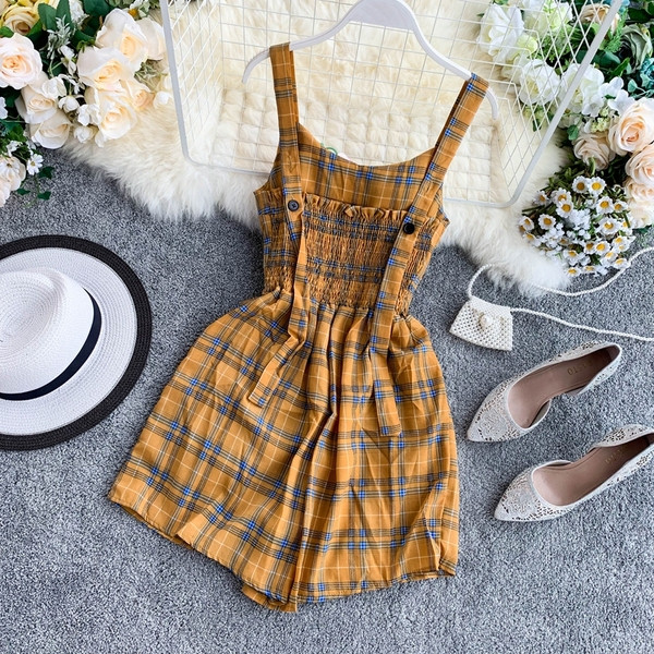 Salopeta dama in carouri cu bretele in mai multe culori