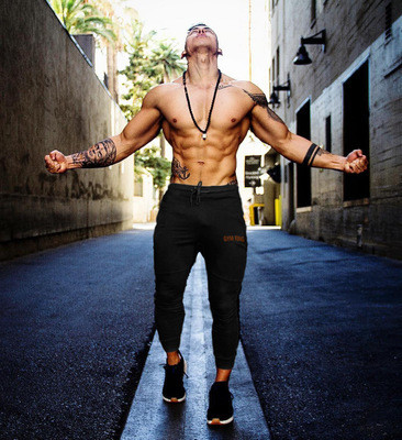 Спортен мъжки панталон с надпис в няколко цвята