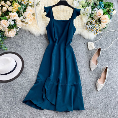 Rochie moderna de dama cu decolteu patrat in mai multe culori