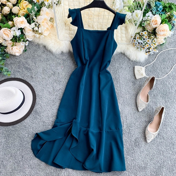 Rochie moderna de dama cu decolteu patrat in mai multe culori