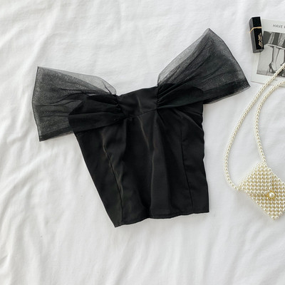 Bustiera de dama eleganta cu element din tul in mai multe culori