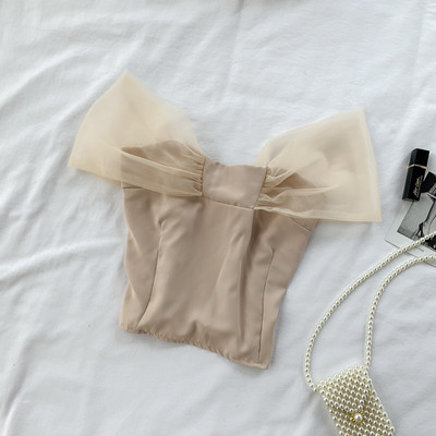 Bustiera de dama eleganta cu element din tul in mai multe culori