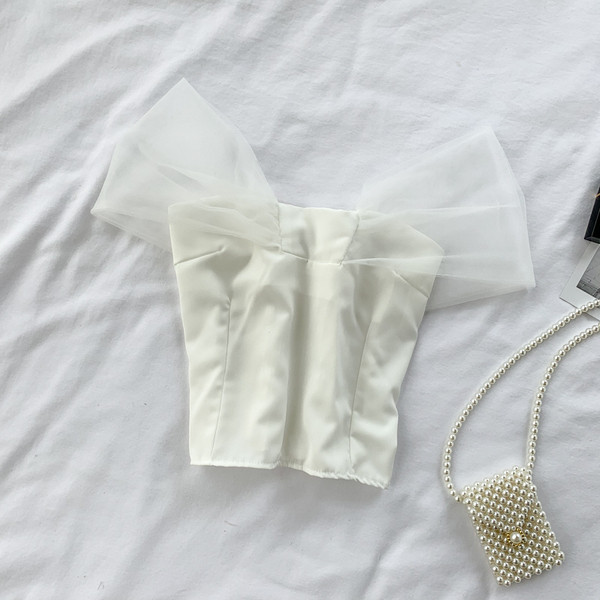 Bustiera de dama eleganta cu element din tul in mai multe culori