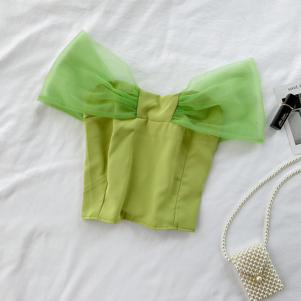 Bustiera de dama eleganta cu element din tul in mai multe culori