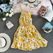 Rochie de vara dama cu bretele subtiri si model floral