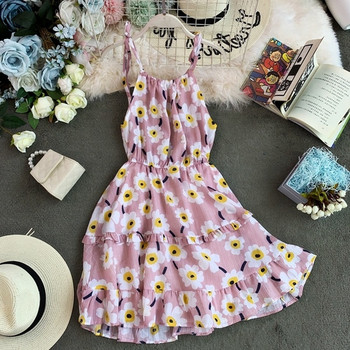 Rochie de vara dama cu bretele subtiri si model floral