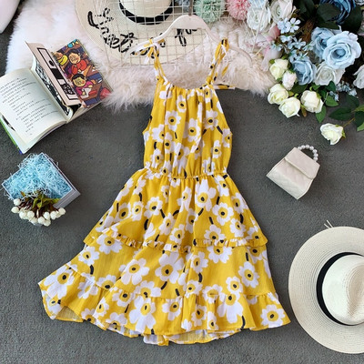 Rochie de vara dama cu bretele subtiri si model floral