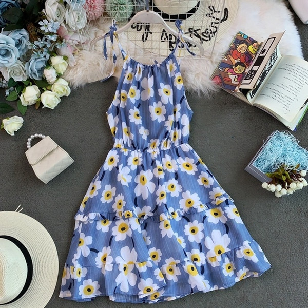 Rochie de vara dama cu bretele subtiri si model floral