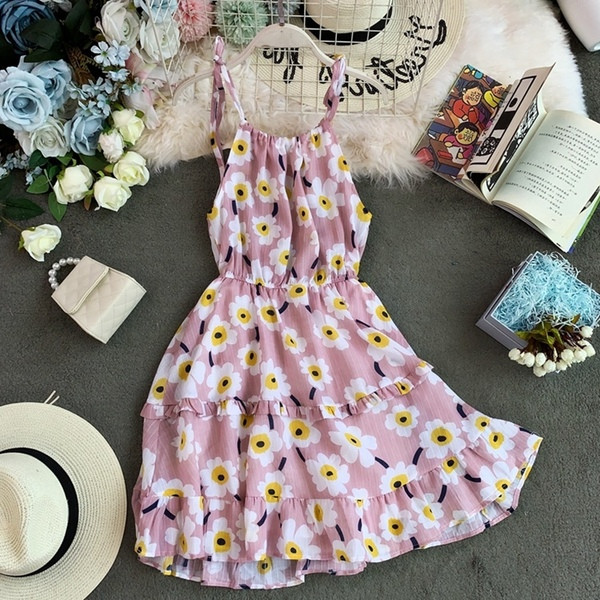 Rochie de vara dama cu bretele subtiri si model floral