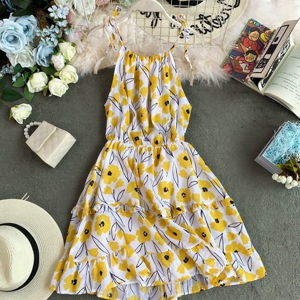 Rochie de vara dama cu bretele subtiri si model floral