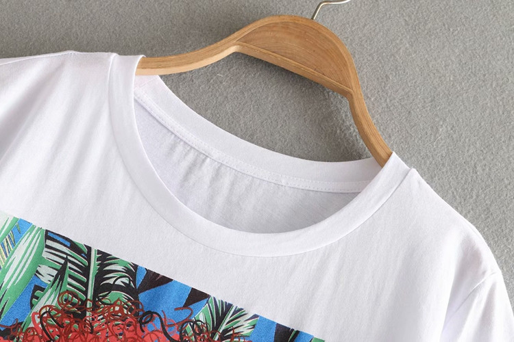 Tricou casual dama alb cu maneca scurta si aplicatie