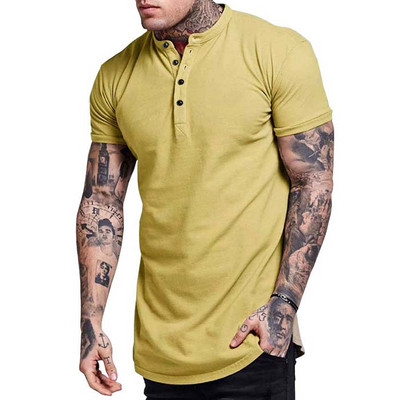 Modern férfi póló gombokkal és rövid ujjú három színben