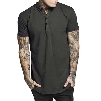 Modern férfi póló gombokkal és rövid ujjú három színben