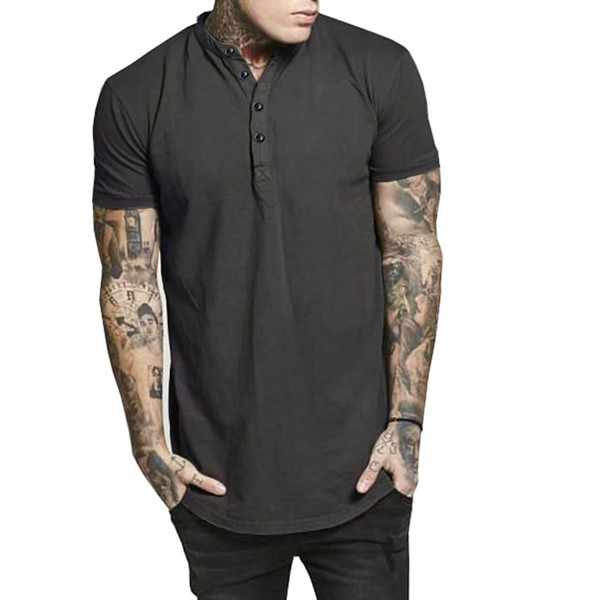 Modern férfi póló gombokkal és rövid ujjú három színben