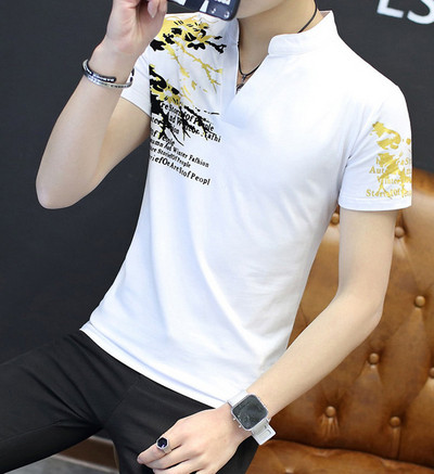 Tricou pentru bărbați modern în patru culori cu aplicații și inscripții