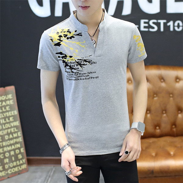 Tricou pentru bărbați modern în patru culori cu aplicații și inscripții