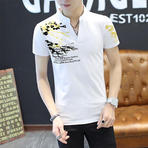 Tricou pentru bărbați modern în patru culori cu aplicații și inscripții