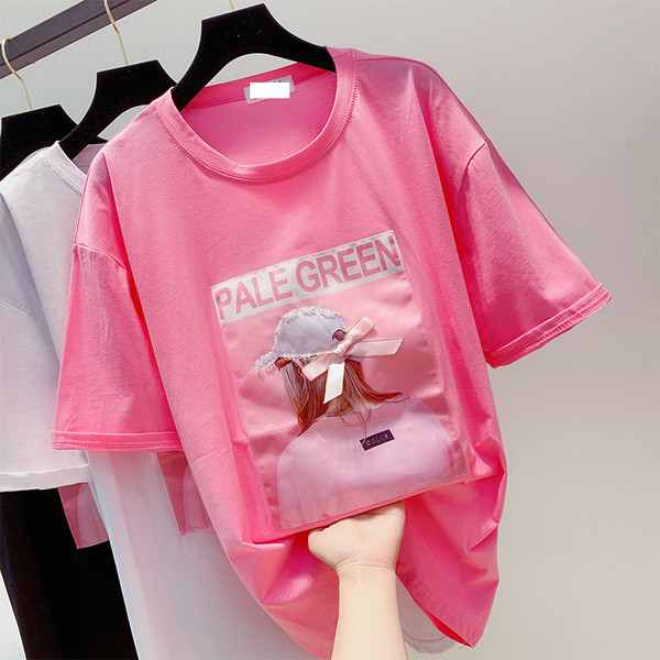 Tricou dama cu aplicatie in trei culori