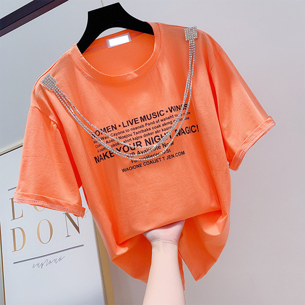 Tricou de dama modern cu inscriptie in mai multe culori