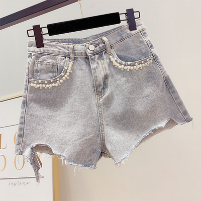 Blugi de dama cu perle de culoare albastra